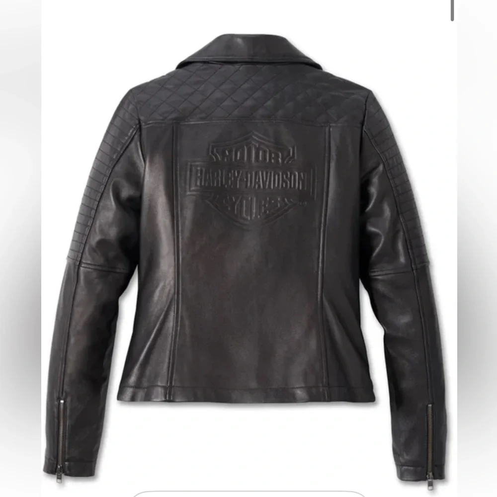 Harley-Davidson Women's Classic Biker Debossed Leather Jacket size small NWT